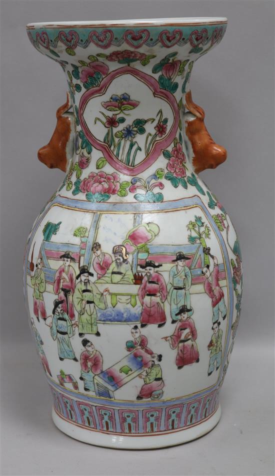 A Chinese famille rose vase height 35cm